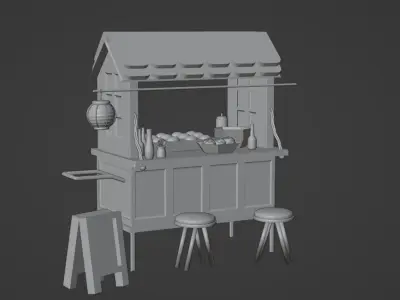 Puesto de Takoyaki Japones Nocturno 3D model