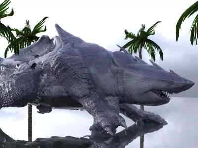 Megalodon Dragon Hybrid with UVs and texture 3D model