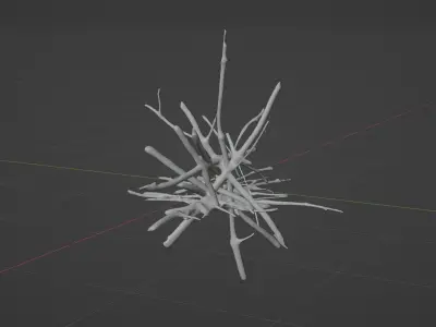PBR bark ball scatter sticks heap Low-poly 3D model
