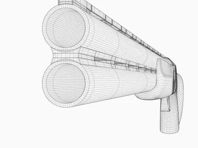 Over-under Double Barreled Shotgun Low-poly 3D model