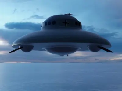 Haunebu 2 ufo flying in sky 3D model