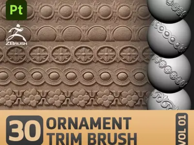 30 Ornament Trim Brush Ornament Library VOL 01 Low-poly 3D model