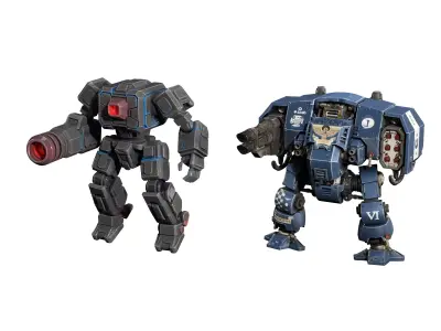 Futuristic Combat Robot Toy Set 3D model