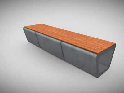 Concrete Bench  Low-poly 3D model