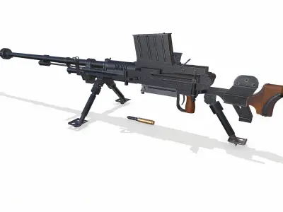 Type 97 Japanese Anti-Tank Rifle Low-Poly PBR Low-poly 3D model