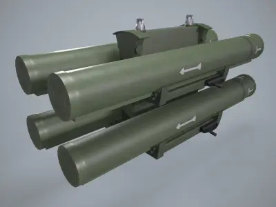  Launcher HOT 3 With Missile Low-poly 3D model