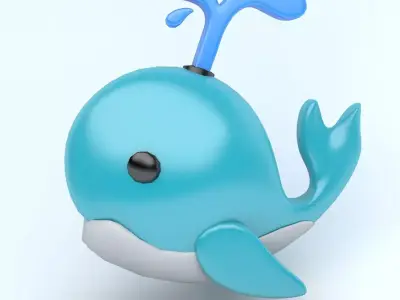 whale icon Low-poly 3D model