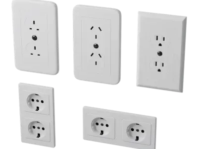  Five Electrical Power Outlet Models, White 