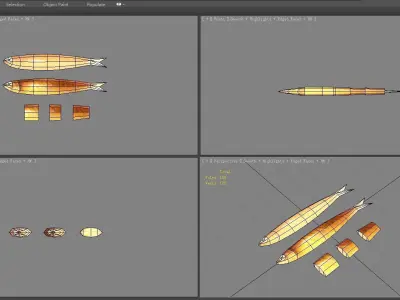 Cartoon fried fish Low-poly 3D model