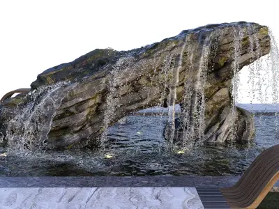 Arch Rock with Fountains 3D model
