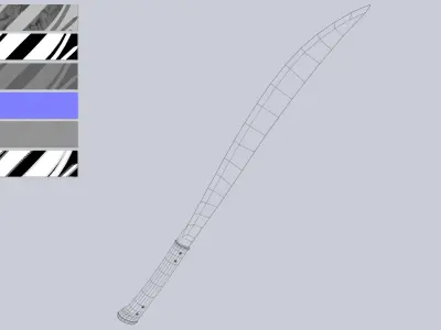 Damascus bolo Low-poly 3D model