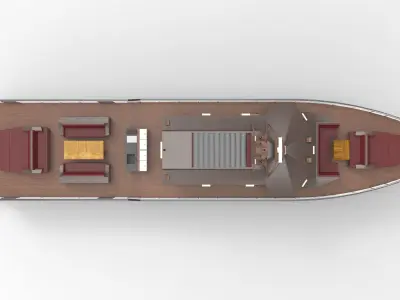 Boat wood 27m Low-poly 3D model