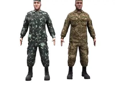 Soldiers UA Low-poly 3D model