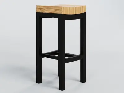 Two Tone Wood Stool Bar  Free 3D model