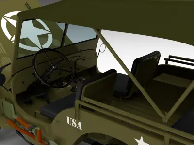 Full w chassis Jeep Willys MB Military Top HDRI 3D model