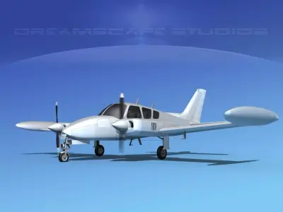 Cessna 320 Skyknight Bare Metal 3D model