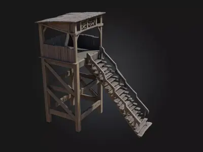 Wooden Watchtower  Rustic Sentinel of the Wilderness 3D model