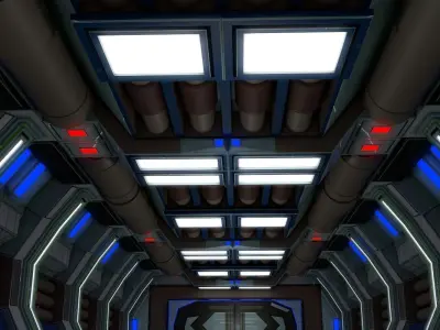 Sci fi spaceship interior 3D model