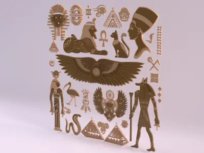 Egyptian Symbols - 052 Low-poly 3D model