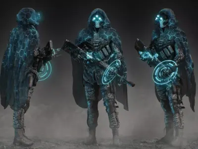 Sci Fi Stealth Sniper Soldier Low-poly 3D model