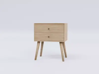 Simple wooden bedside cabinet dresser Free 3D model