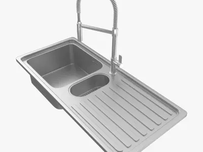 Sink Alpes-Inox with FLAG Kitchen mixer tap By Nobili 3D model