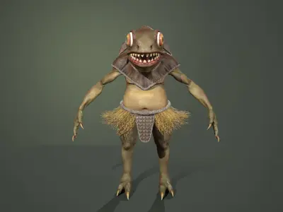 Gecko warrior Low-poly 3D model
