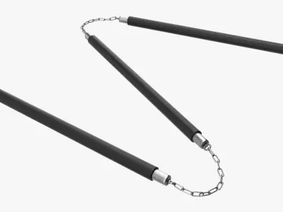 Staff three sectional plastic with chain 3D model