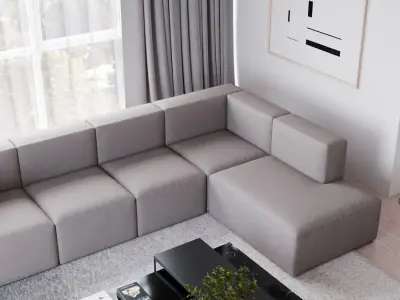  Replica EC1 Modular Sofa Model, Pale Grey 