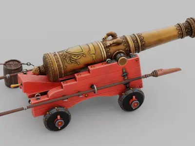 O Kit 01 Cannon Kit 04 of 05 treasure cannon Low-poly 3D model