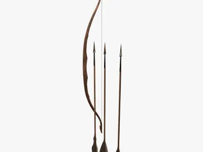 Bow and arrow Low-poly 3D model