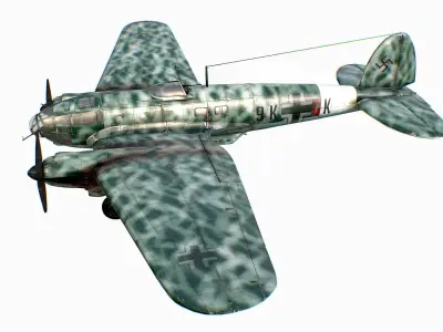 German medium bomber Heinkel He 111 series Low-poly 3D model