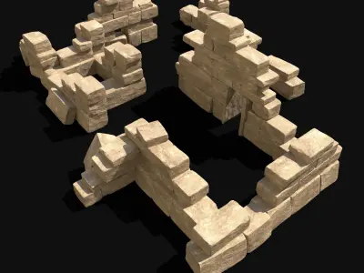  ARABIC DESERT RUINS ORIENTAL EGYPTIAN SAND STONE BIBLICAL Low-poly 3D model