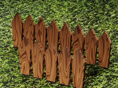 Fairy Tail Wooden Fence Free low-poly 3D model