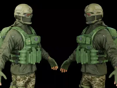 Infantry Army Soldier Full Tactical Armor Low-poly 3D model