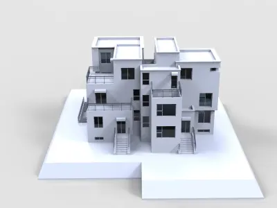 Modern Building House Low-poly 3D model