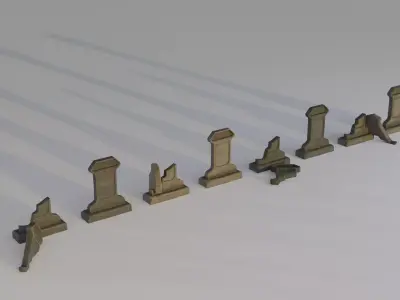 Hand Sculpted cemetery gravestones part 11 Low-poly 3D model