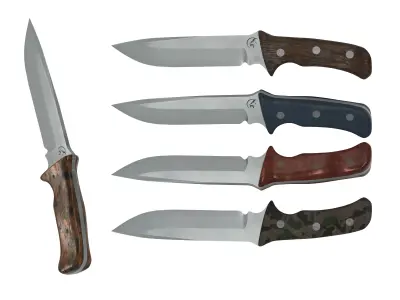Survival Knife - Model 2 - with 5 Handle Skins Low-poly 3D model