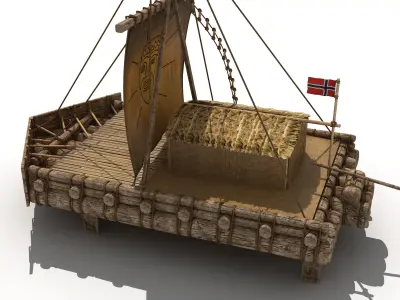 The Kon-Tiki Raft Low-poly 3D model