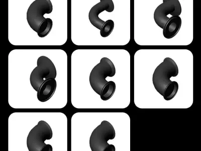 Sanitary Elbow TC 90 Complete Set 1-2 in to 4 in 3D model