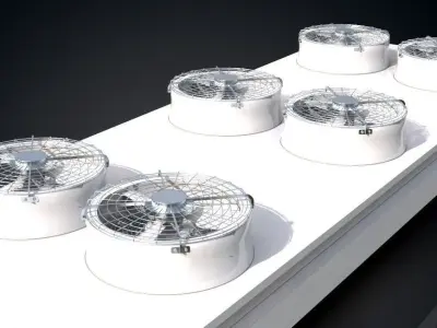 Chiller stainless steel table with three pots 3D model