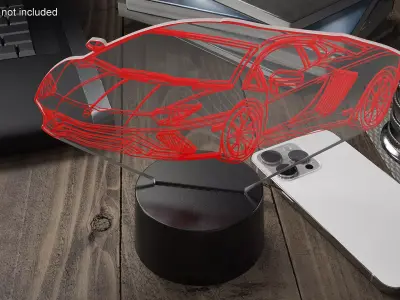 Hologram Lamp with Sport Car Red 3D model