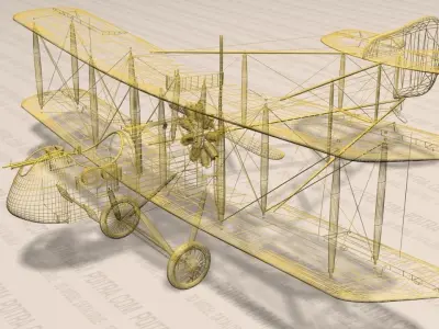 De Havilland DH 2 Fighter Aircraft - WWI - 1916 - Lt DH Geary - 3D model