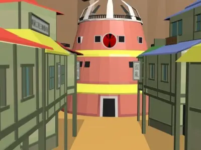 Konoha Naruto in Loupolli style Free low-poly 3D model