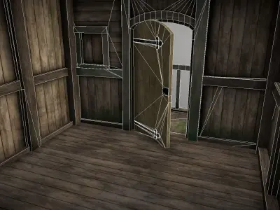 Medieval Lake Village - House 12 with interiors Low-poly 3D model