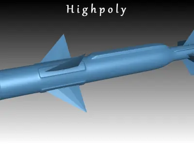 Sea Skua Anti-Ship Missile Low-poly 3D model