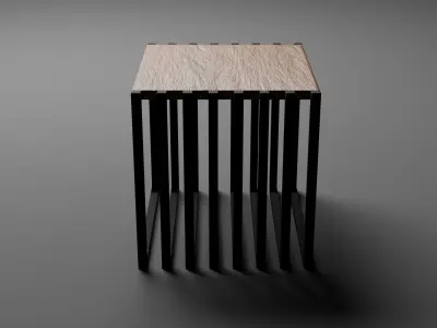Modern Steel and Oak Wood Side Table Free 3D model