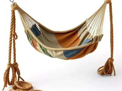 Colorful Fabric Rope Hammock Low-poly 3D model