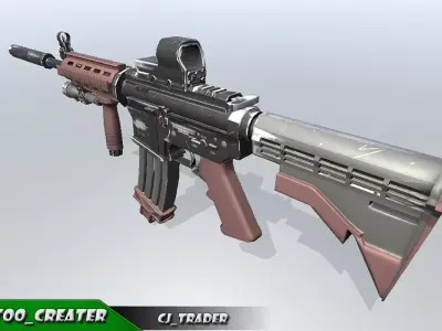 Modern Assault rifle special 3d model Low-poly 3D model