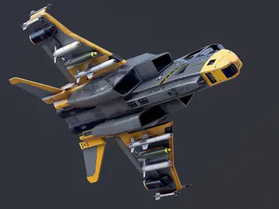 Sci-Fi Jet Fighter Plane Raptor Navy PBR 3D model